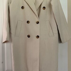 Trina Turk Cream Double-Breasted Pea Coat